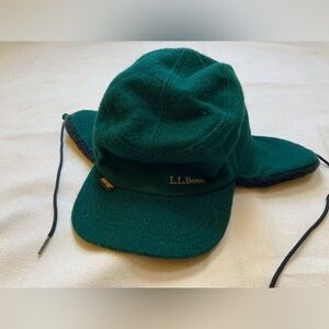 L.L. Bean Wool and Gore-Tex Vintage Hunter Green Earflap Hat XL